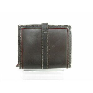 Burberry Wallet BLUE Leather LABEL fold Brown Bi